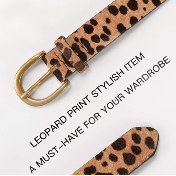 Leopard Print Genuine Leather Belt with Alloy Buckle - Picture 3 of 4